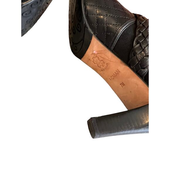 Brighton Roman Quilted Leather Ankle booties Boots shoes Black 7 - Picture 7 of 7